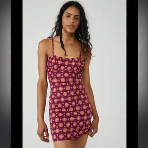 NWOT Free People Center Of Attention Mini Dress In Purple, Size XS (Stretch!)